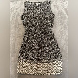 MPH Collection Black & White Printed Sleeveless Dress with Elastic Waistband